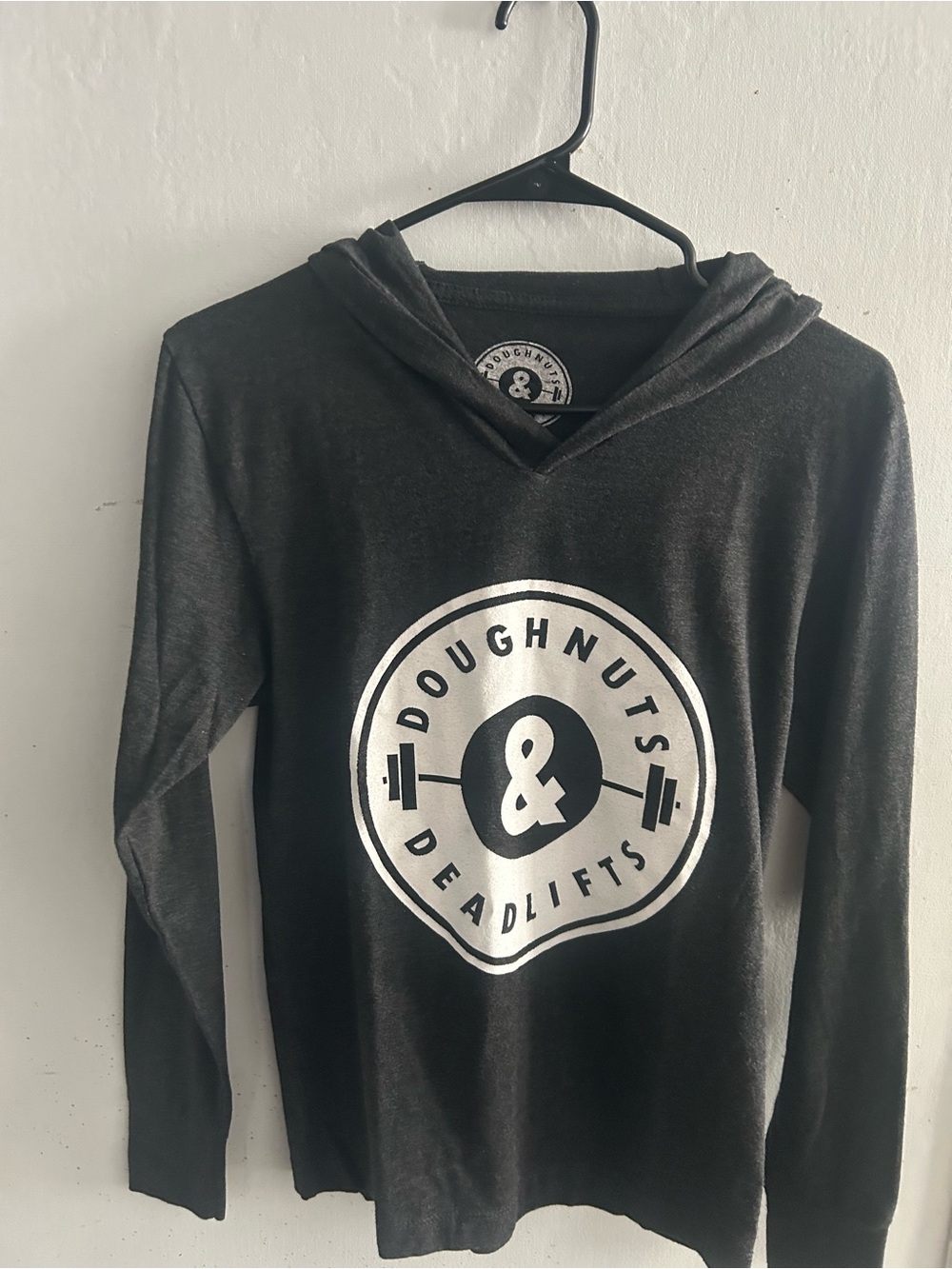 Doughnuts & Deadlifts Black Hooded Scoop Neck Sweater